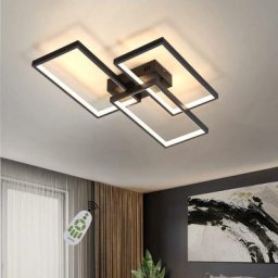 Plafonnier led à intensité variable avec télécommande - 63 w - Noir - En métal - Design moderne