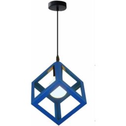 Ersandy - Luminaire industriel moderne, plafonnier à abat-jour en métal cage E27 (Cube Blue)