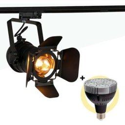 Barcelona Led - Kit projecteur cinema orientable pour rail triphasé avec ampoule led PAR30 E27