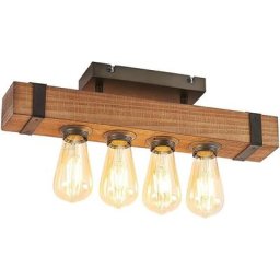 Plafonnier 'Sverina' en bois pour salon & salle à manger - brun, noir