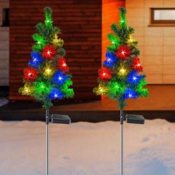 Lampe led solaire pour arbre de noel 2 pcs 75 cm Eclairage d'exterieur Luminaire decoratif de