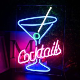 Cocktails Enseignes Au Néon Rose Bleu Led Neon Lights Verre à Cocktail Lettre Néon usb Signe