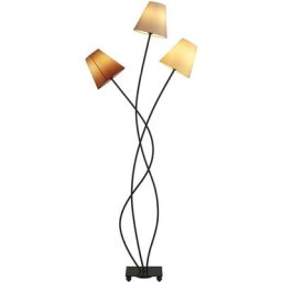 Lampadaire Tissu 'Melis' en textile pour salon & salle à manger - brun, gris, crème, noir