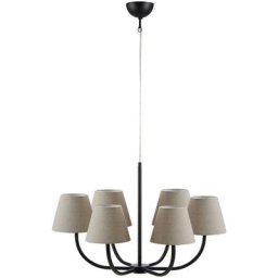 Markslojd cozy Lustre 6 Lumières Noir, Beige Textile Shades