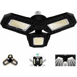 Luminaire de garage à led 40W, plafonnier déformable E27 avec 3 panneaux réglables, super lumineux