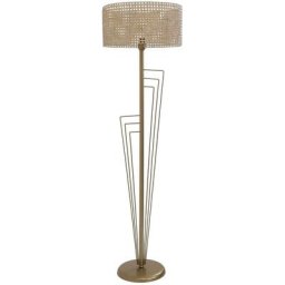 Lampadaire design Waxcop H165cm Métal Bronze et Rotin Beige - Beige
