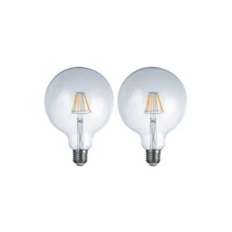 Pack de 2 Ampoules led filament E27 globe claire Ø125mm 8W 1055lm 4000K 340