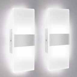 2Pcs Applique Murale Intérieure led, 12W Lampe Murale en Acrylique Blanc Froid 6000K, Modern Design