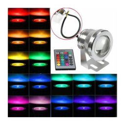 Spot led 10W Extérieur IP68 Aluminium 16 Couleurs Lampe 12V + Télécommande Salon Chambre