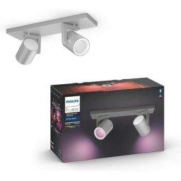 Hue White & Color Ambiance Spot Argenta x2 Aluminium, Compatible Bluetooth, fonctionne avec Alexa,