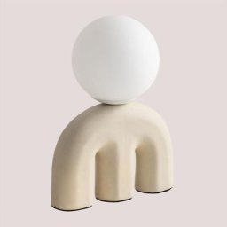 Sklum - Lampe de table en céramique Miciana Beige Crème - Beige Crème