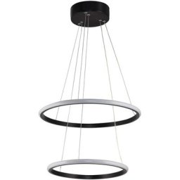 Suspension design 2 cercles Calistoga Métal Noir et led Blanc - Blanc