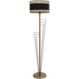 Lampadaire design Waxcop H165cm Métal Bronze et Rotin Beige et Noir - Noir / Beige