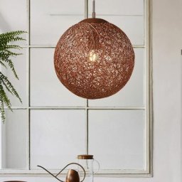 Suspension lampe osier rotin suspension suspension boule table à manger, marron, 1x E27, DxH 30 x