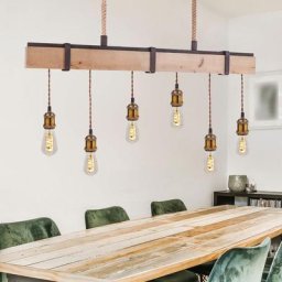 Lampe suspension bois lampe suspension 6 flammes table à manger lampe rétro suspension salon, 6x