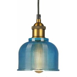 Lustre en verre vintage industriel E27 Loft Suspension pour salon chambre salle à manger café (bleu)