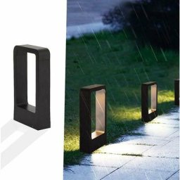 Borne lumineuse prise electrique led 7W 3000k IP65 Terrasse Eclairage Exterieure Jardin Lampe Noir