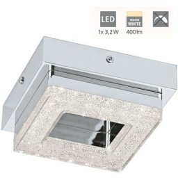 Eglo - Plafonnier murale à led Fradelo en chrome cristaux clairs 1x4W 12x12cm
