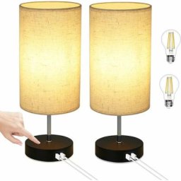 Lampe de table salon lampe de chevet usb - 2 lampe de table vintage noire E27 veilleuse de chambre