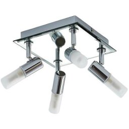 Plafonnier Salle De Bain à intensité variable 'Zela' en métal pour salle de bain - chromé, blanc