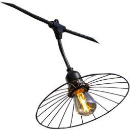 Guirlande lumineuse raccordable d'extérieur avec abat-jour en métal filaire 10 ampoules à filament