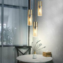 Plafonnier en laiton Lampe de salon à filament retro ambre dans un ensemble comprenant des ampoules