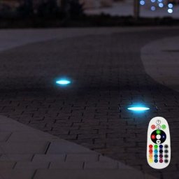 Ensemble de 2 spots en acier inoxydable pour installation au sol extérieur, télécommande, gradable