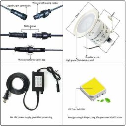 Lot de 16 Mini Spots led Encastrables IP67 tanche, Blanc Chaud, 33 mm, Spot Extrieur pour