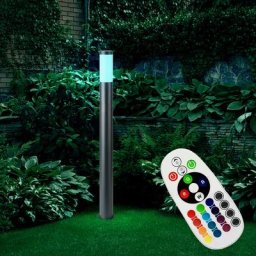 Lampadaire d'extérieur anthracite télécommande Jardin colonne en acier inoxydable changeur de