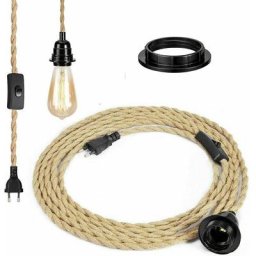 Lustre en corde, raccord rétro E27 avec câble électrique de 4,5 mètres et interrupteur, pour