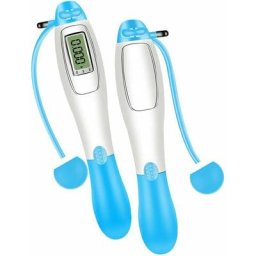 Lucky-88 - Corde à sauter sans fil, câble métallique de comptage électronique (bleu sans fil)