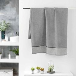 1001kdo Hygiene&beaute - Serviette de toilette 70 x 130 cm Art-Chic Beline gris
