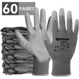 60 Paires Gant Tricoté sans Couture, Revêtement en pu Protections, Gants de Travail ,
