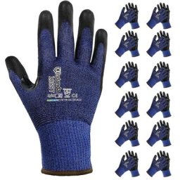 12 paires /Gants Anti-Coupures de Niveau 5, Double Couche de Nitrile,Revêtement Antidérapant Gants