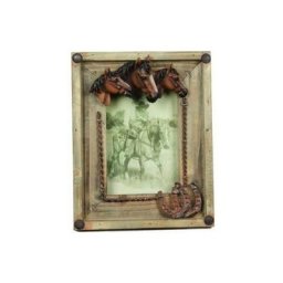Cadre photo avec trois têtes de cheval en matière synthétique