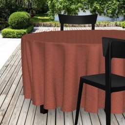 Nappe toile cirée ronde 160 cm paon tomette - Rouge