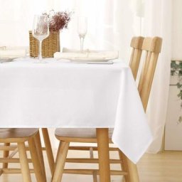 Deconovo Nappe Imperméable Rectangulaire Effet Lin pour Table de Jardin, 1pieces, 140x200 cm, Blanc