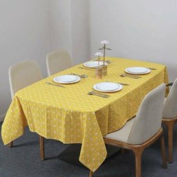 Nappe Rectangulaire Coton et Lin Nappe Motif en Damier Nappe de Table Anti-Poussière Lavable Housse