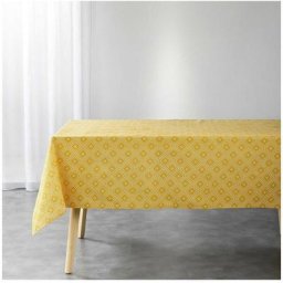 Douceur D'intérieur - Nappe rectangulaire 140x240 cm Idylle moutarde polycoton - Jaune
