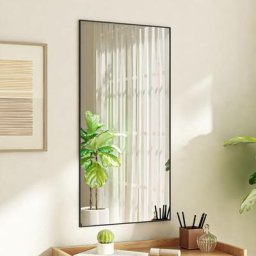 Miroir de porte | Miroir déco pour Salle de bain Salon Chambre ou Dressing Noir 50x100 cm Verre et