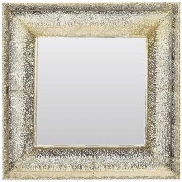 Miroir Mural de Forme Carrée 60 x 60 cm avec Cadre Décoration Antique Doré pour Salon et Chambre