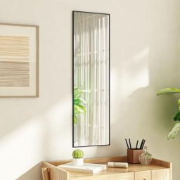 Miroir de porte | Miroir déco pour Salle de bain Salon Chambre ou Dressing Noir 30x100 cm Verre et