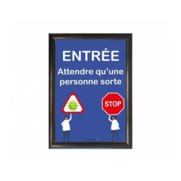 Interface Plv - Cadre d'affichage format A3 en aluminium noir avec affiche 'entree : attendre