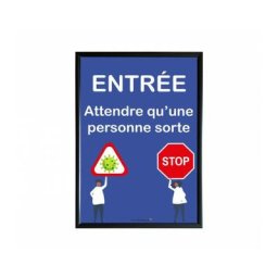Interface Plv - Cadre d'affichage format A1 en aluminium noir avec affiche 'entree : attendre