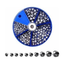Plombs pour Pêche, 205 Pièces Plomb Bouche, Non Toxique Portable Split Shot Set, Accessoires de