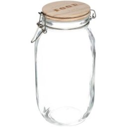 5five - Bocal verre couvercle pin Wording 2L - 5 five simply smart - Transparent et bois clair