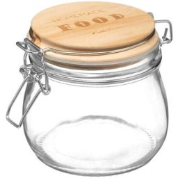 5five - Bocal verre couvercle pin Wording 0 -5L - 5 five simply smart - Transparent et bois clair