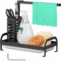 Organisateur d'évier de Cuisine, Rangement Evier Cuisine pour Détergent/Éponge/Cuillère, Support