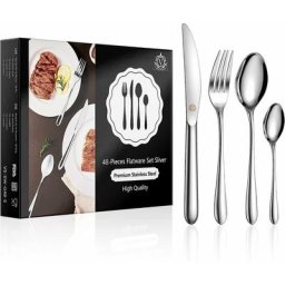 Service de 48 Couverts, Ménagère pour 12 Personnes, Couverts de Table Acier Inoxydable, Couteau,