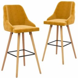 Chaises de bar 2 pcs Jaune Velours